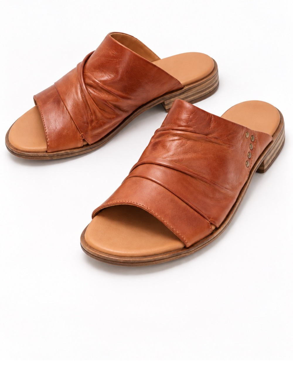 Miz Mooz Claribel Leather Slide Sandals Brandy Brown EU 41 US 10-10.5